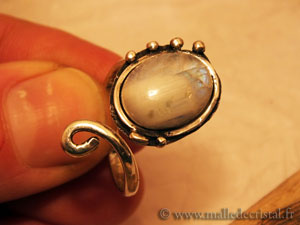  Rainbow Moonstone silver ring