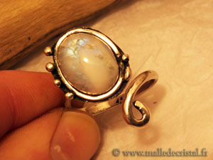  Rainbow Moonstone silver sterling ring