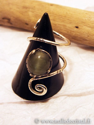  Tourmaline cats eye silver sterling ring