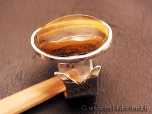  Tiger eye's silver designer ring