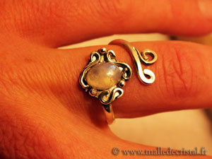  Rainbow Moonstone silver designer ring