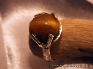  Oeil de Tigre bague argent massif