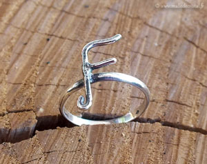 Bague Lettre typographie alphabet argent massif 925