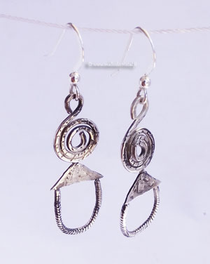  Tribal ethnique Boucles d'oreilles argent massif