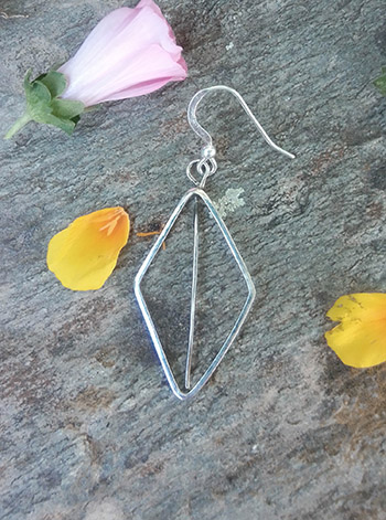  Losange Boucles d'oreilles argent massif