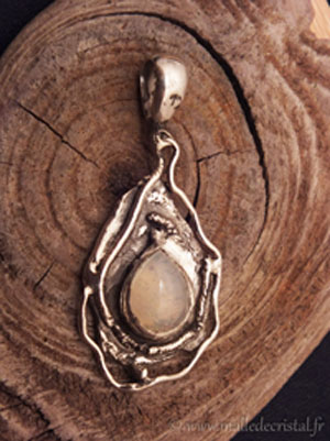  Opale de feu pendentif argent massif