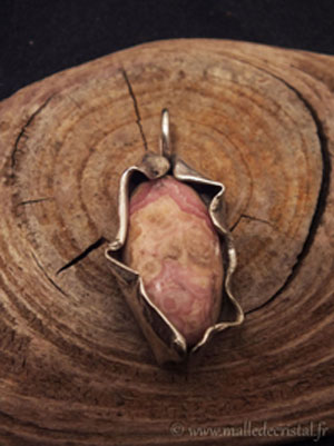  Rhodonite pendentif argent massif