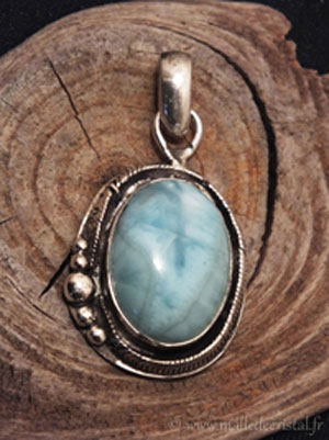  Larimar pendentif argent massif 925 créateur