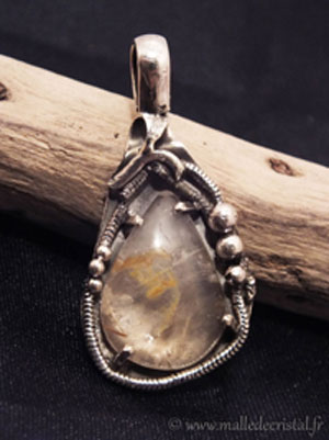  Quartz Rutile pendentif argent massif 925 créateur