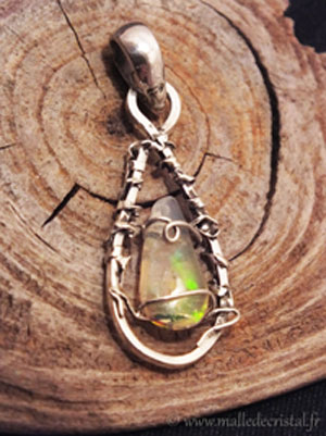  Opale de Feu mexique silver sterling handmade designer pendant