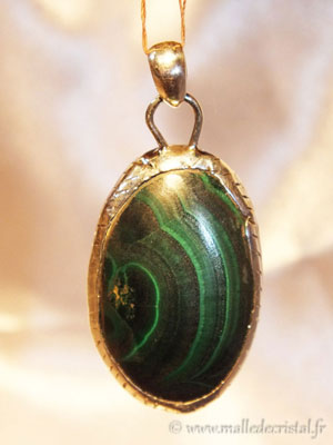  Malachite pendentif argent massif 925 créateur