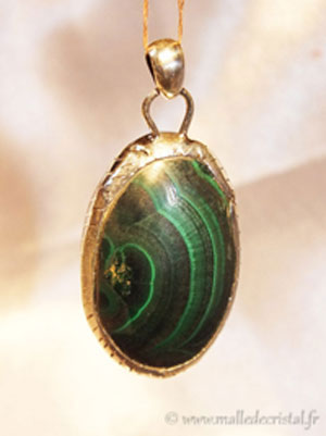  Malachite pendentif argent massif