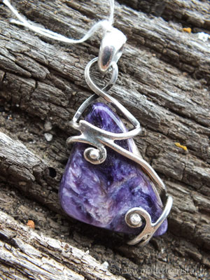  Charoite violette silver sterling handmade designer pendant