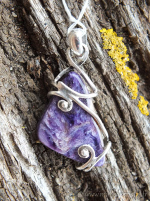  Charoite violette pendentif argent massif