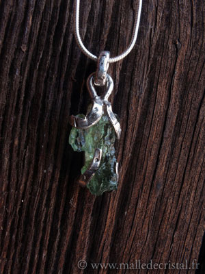  Moldavite meteorito colgante de diseñador de plata de ley 925