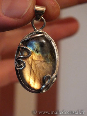  Labradorite pendentif argent massif 925 créateur