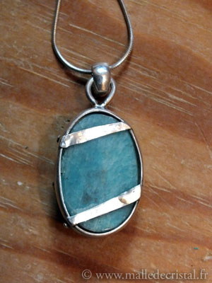  Amazonite pendentif argent massif