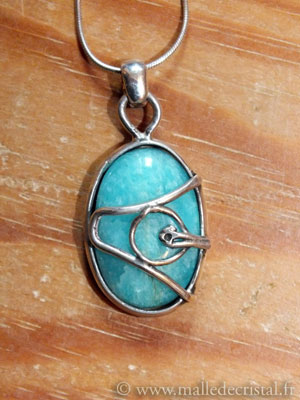  Amazonite pendentif argent massif 925 créateur