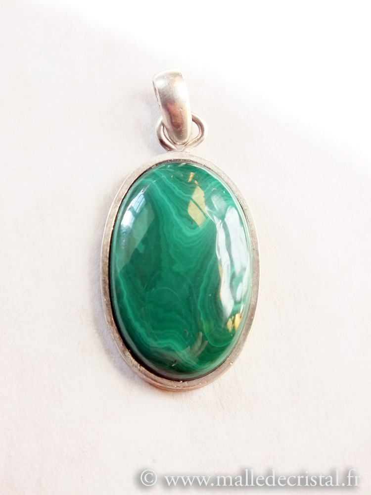  Malachite pendentif argent massif 925 créateur