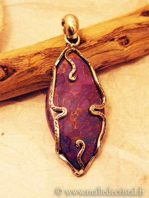  Turquoise CuivrÃ©e Violette pendentif argent massif