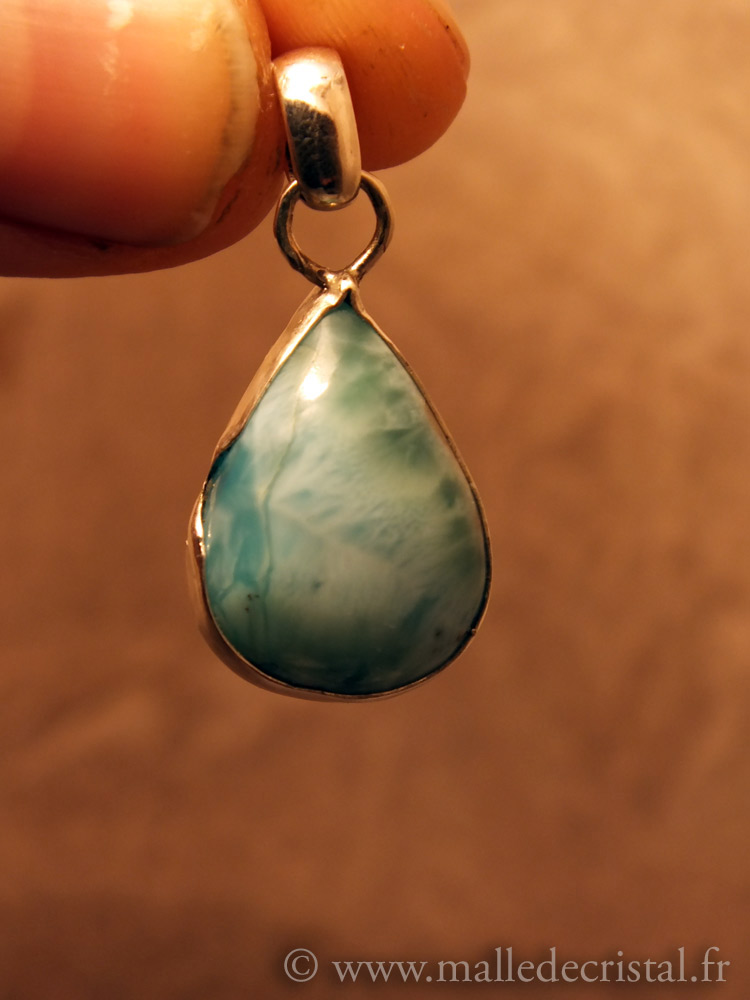  Larimar colgante de diseñador de plata de ley 925