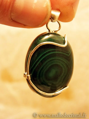  Malachite pendentif argent massif 925 créateur