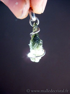  Moldavite pendentif argent massif