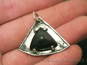  Obsidienne oeil cÃ©leste pendentif argent massif