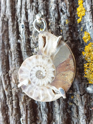  Ammonite pendentif argent massif 925 créateur