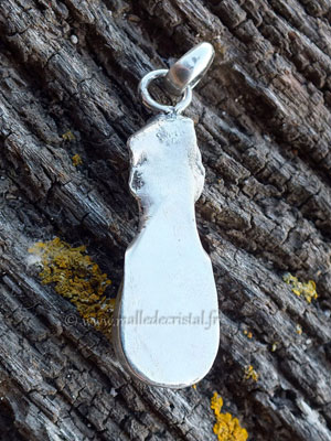  Obsidienne oeil cÃ©leste + Modavite pendentif argent massif