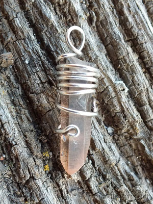  Cristalo de roca cuarzo colgante de diseñador de plata de ley 925