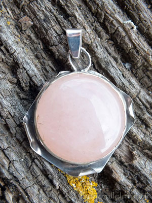  Quartz Rose pendentif argent massif