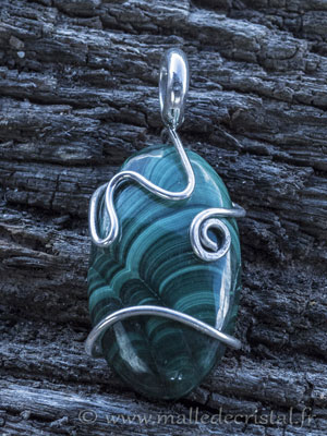  Malachite pendentif argent massif 925 créateur