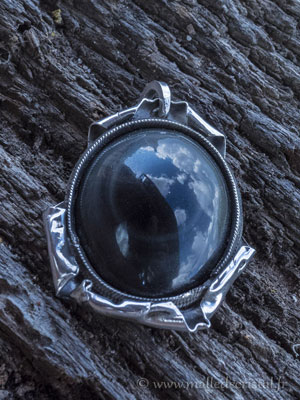  Obsidienne oeil céleste pendentif argent massif