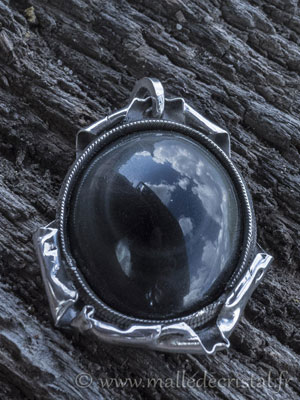  Obsidienne oeil céleste pendentif argent massif