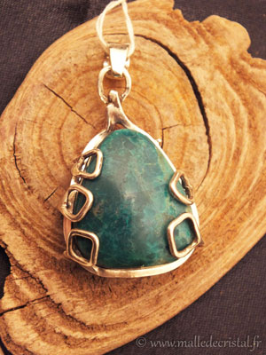  Chrysocolle pendentif argent massif 925 créateur