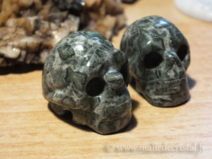  Ensemble de 2 petits crânes Jaspe paon sculpture 04