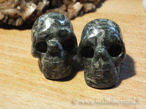  Ensemble de 2 petits crânes Jaspe paon sculpture 03