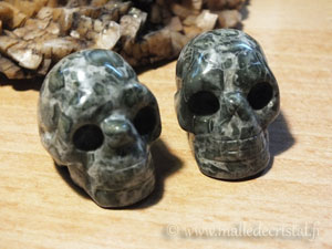 Ensemble de 2 petits crânes Jaspe paon sculpture 02